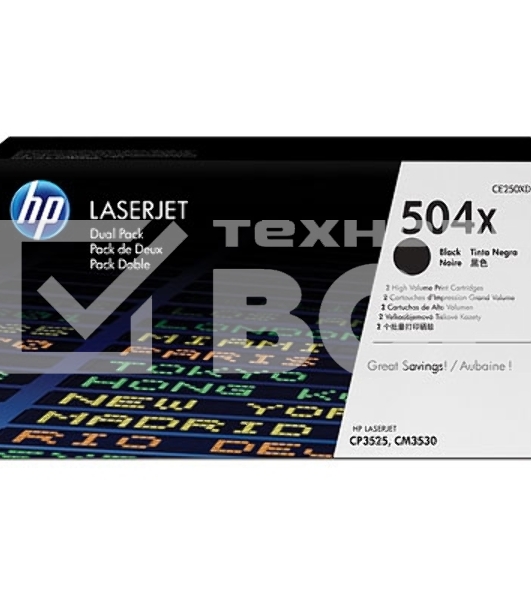 Картридж лазерный HP CE250XD черный двойная упаковка для CLJ CP3525, CM3530 2 х 10 500 стр.