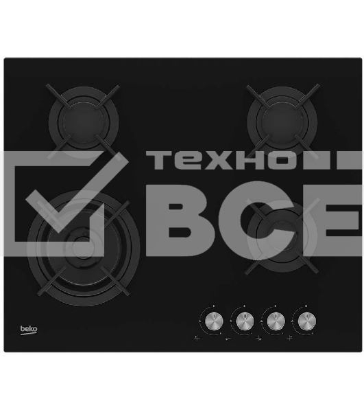 Встраиваемая газовая варочная поверхность Beko HINW 64229 S, Черный