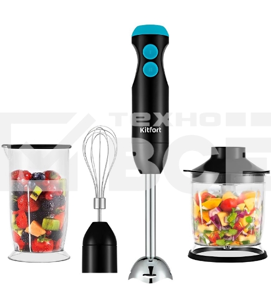 Блендер погружной Kitfort КТ-3041-3 350Вт черный/бирюзовый