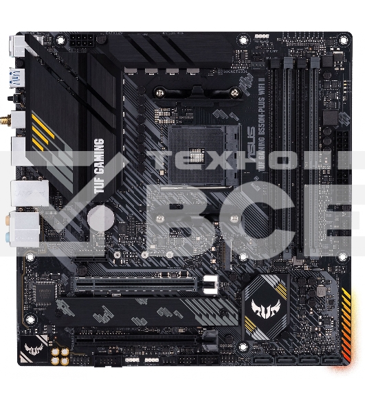 Материнская плата ASUS TUF GAMING B550M-PLUS WI-FI II, AM4, AMD B550, 4xDDR4, 4xSATA, 2xM.2, 1xPCIe 4.0 x16, 1xPCIe 3.0 x4, 1xPCIe x1, 1xDP, 1xHDMI, 1x 2.5Gb LAN, 1xUSB-C 3.2 Gen 2, 4xUSB-A 3.2 Gen 1, 2xUSB-A 2.0, 5x3.5 мм, TOSLINK, 7.1, mATX