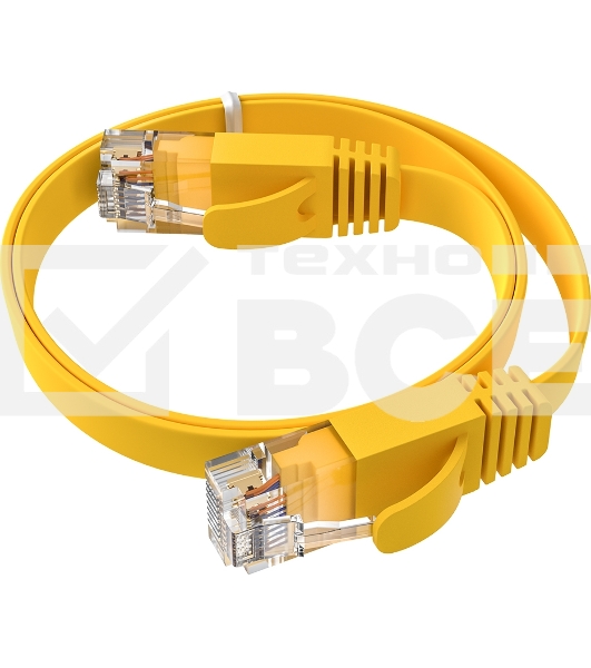 Патч-корд GCR  PROF плоский прямой 3.0m, UTP медь кат.6, желтый, 30 AWG, ethernet high speed 10 Гбит/с, RJ45, T568B, GCR-52829