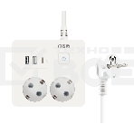 Удл. PC 0,5м, 2р с/з, с вык.16А, 3USB, бел. кв SPG5-A4, фото2