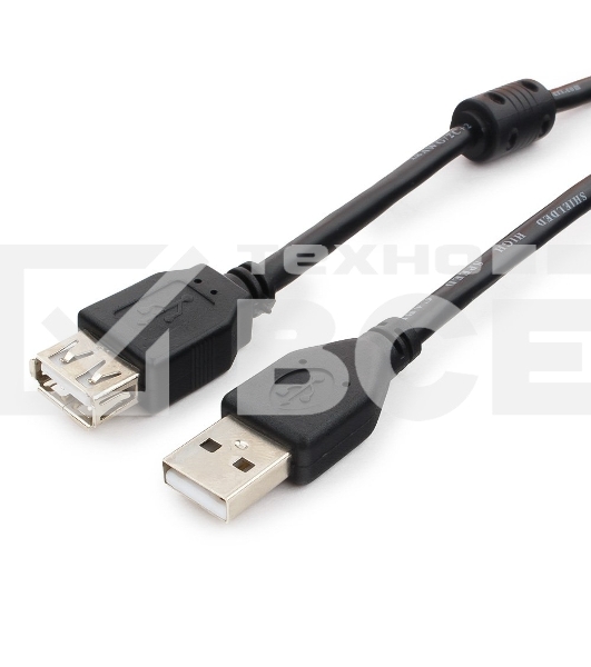 Кабель Cablexpert USB2.0 Pro CCF2-USB2-AMAF-6, AM/AF, 1.8м, экран, 2феррит.кольца, черный, пакет