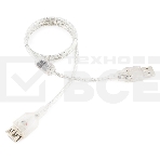 Кабель удлинитель USB2.0 Pro Cablexpert CCF-USB2-AMAF-TR-0.75M, AM/AF, 0,75м, экран, 2феррит.кольца, прозрачный, пакет, фото4