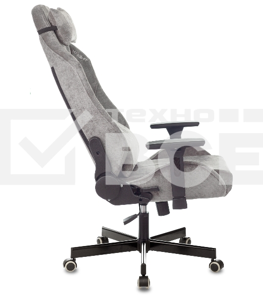 Кресло игровое Knight N1 Fabric серый Light-19 с подголов. крестовина металл