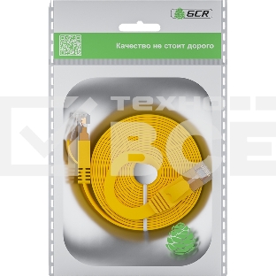 Патч-корд GCR  PROF плоский прямой 3.0m, UTP медь кат.6, желтый, 30 AWG, ethernet high speed 10 Гбит/с, RJ45, T568B, GCR-52829