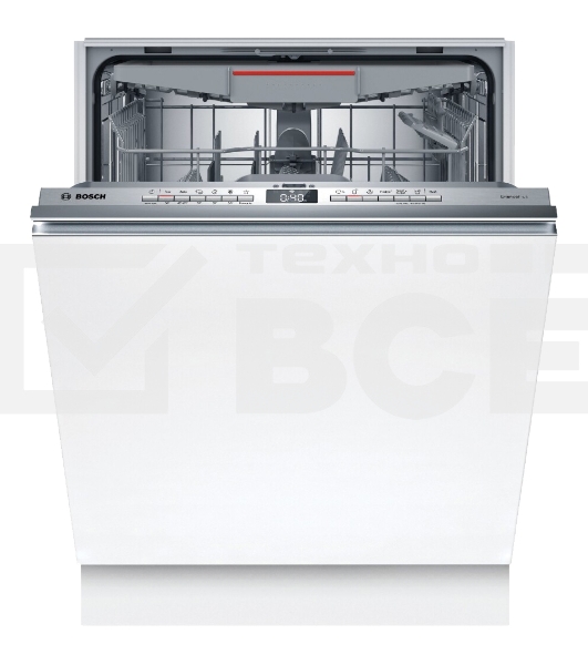 Встраиваемая посудомоечная машина Bosch SMV4EVX01E загрузка на 14 комплектов посуды, электронное управление, 6 программ, 59.8x55x81.5 см, нержавеющая сталь цвет, сушка: с открыванием дверцы/с теплообменником, индикация на полу: луч
