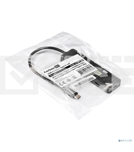 USB-Хаб (концентратор) 4-в-1 ExeGate DUB-2C2P/5G (кабель-адаптер USB 3.2 Gen1 Type C --> 2xUSB3.2 Gen1 Type-A (5G)/2xUSB3.2 Gen1 Type-C (5G), SuperSpeed USB 5Gbps, Plug&Play, черный)