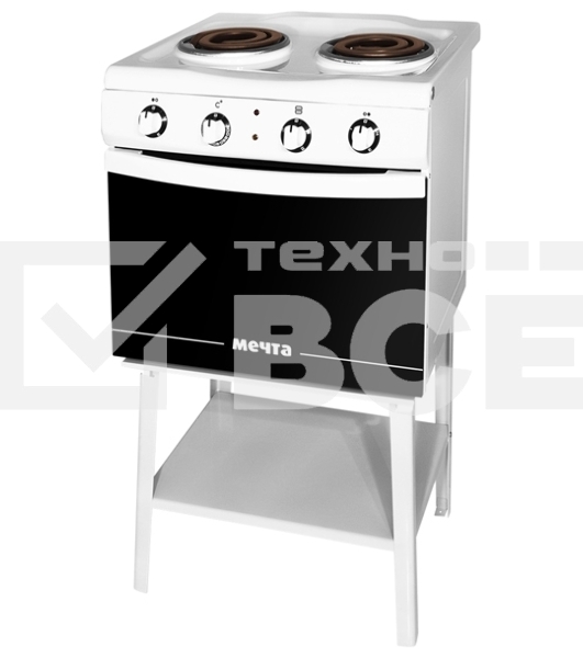 Плита электрическая Мечта 15М белый, конфорок 2 шт, духовка 25 л, 50 см x 47 см x 43 см