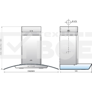 Вытяжка каминная Elikor Аметист S4 90Н-700-Э4Д нержавеющая сталь/тонированное стекло управление: кнопочное (1 мотор)