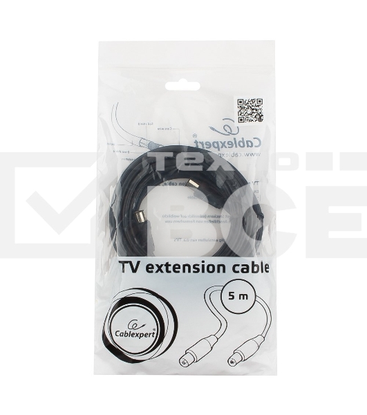Кабель телевизионный Cablexpert, CCV-515-5M, Coaxial M/F, 5м