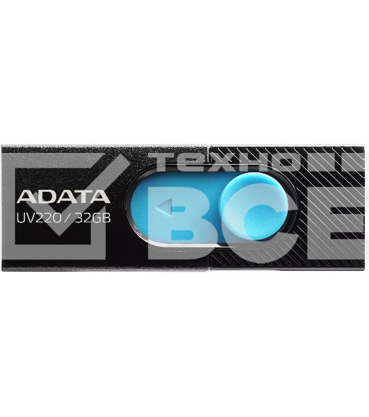 Флеш диск 32GB ADATA UV220, USB 2.0, черный/голубой