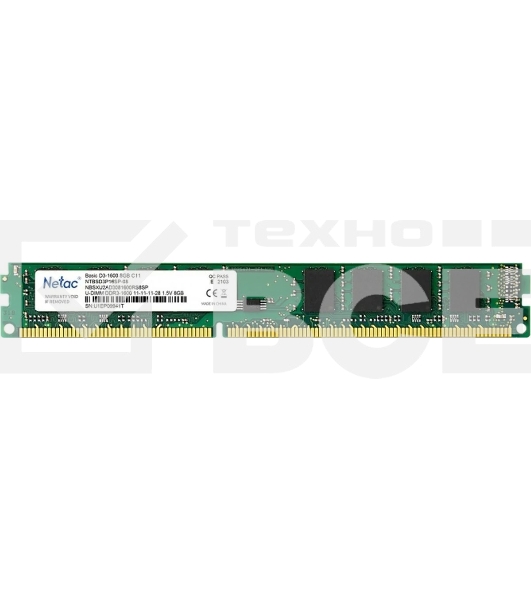 Оперативная память NETAC Basic, DDR3, 8GB (1x8GB), 1600MHz, CL11
