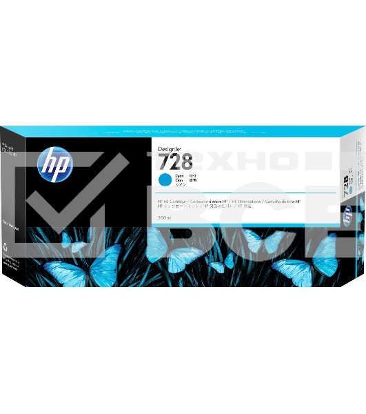 Картридж струйный HP F9K17A (HP 728) для DesignJet T730, T830. Голубой. 300 мл.