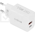Сетевое зарядное устройство Digma DGW2D 20W 3A+1A (PD+QC) USB-C/USB-A универсальное белый, фото2