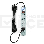 Фильтр-удлинитель Power Cube B 5,0 м 5 розеток (серый) 10А/2,2 кВт, фото 1