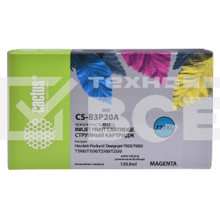 Картридж струйный Cactus CS-B3P20A №727 пурпурный (130 мл) для HP DJ T920/T1500/T2530