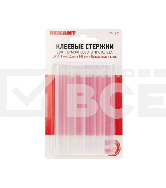 Клеевые стержни Rexant, Ø11 мм, 100 мм, прозрачные, 6 шт., блистер Новинка!