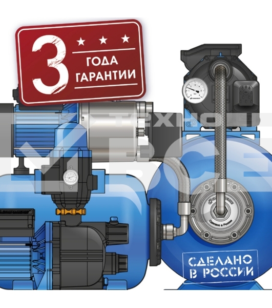 Насосная станция ДЖАМБО 60/35П-24600Вт глубина до 9м высота до 30м 3600л/ч 24л для чистой воды