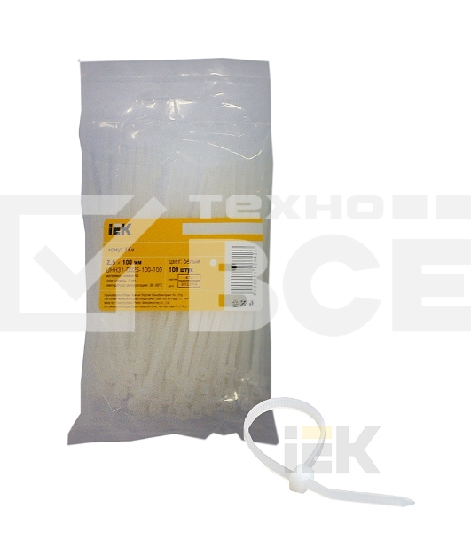 Хомут кабельный 2.5х100 нейл. белый (уп. 100 шт) ИЭК UHH31-D025-100-100