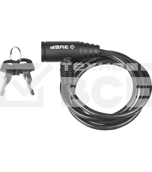 Замок тросовый ЗУБР Стандарт, 2 ключа в комплекте, длина троса 950мм, d 6мм 37269-95