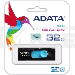 Флеш диск 32GB ADATA UV220, USB 2.0, черный/голубой, фото 1
