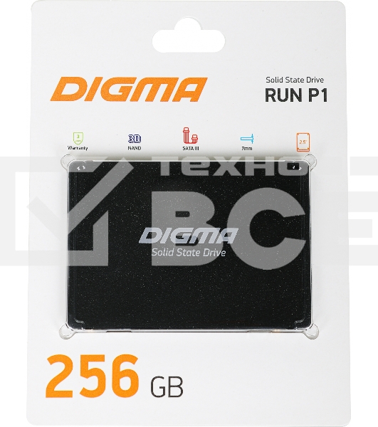 Накопитель SSD Digma Run P1, 256Gb, SATA III, 2.5