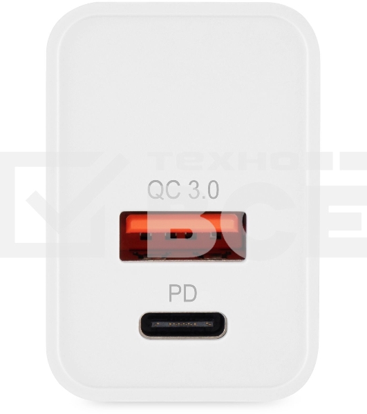 Сетевое зарядное устройство Digma DGW2D 20W 3A+1A (PD+QC) USB-C/USB-A универсальное белый