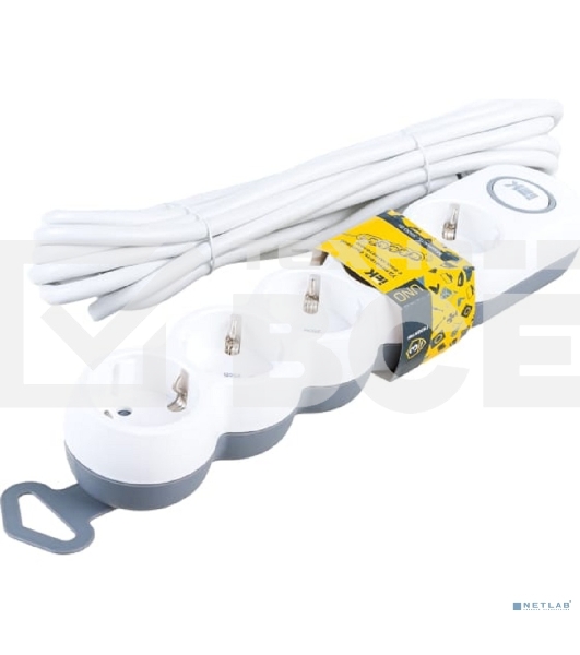 Удлинитель IEK WYP53-16-05-05-ZK У05В с выключателем 5 мест 2P+PE/5 м 3х1,5 мм2 16А/250В UNO