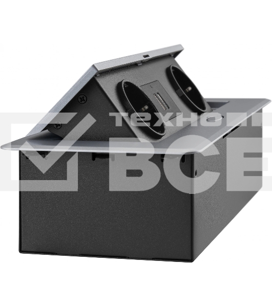 Розетка Cactus CS-SOCKET-EU/USBA-GY для столешницы серый