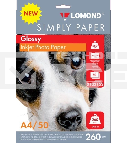 Фотобумага Lomond Simply 0102152 A4/260г/м2/50л./белый CIE148% глянцевое для струйной печати