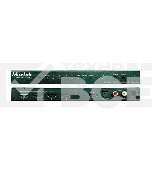 Коммутатор MuxLab 500437 4х1 HDMI с деэмбедером аудио, HDMI 2.0 4K/60