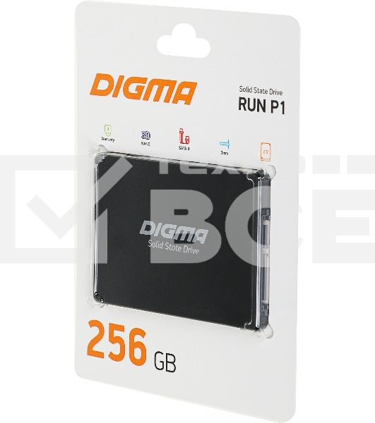 Накопитель SSD Digma Run P1, 256Gb, SATA III, 2.5