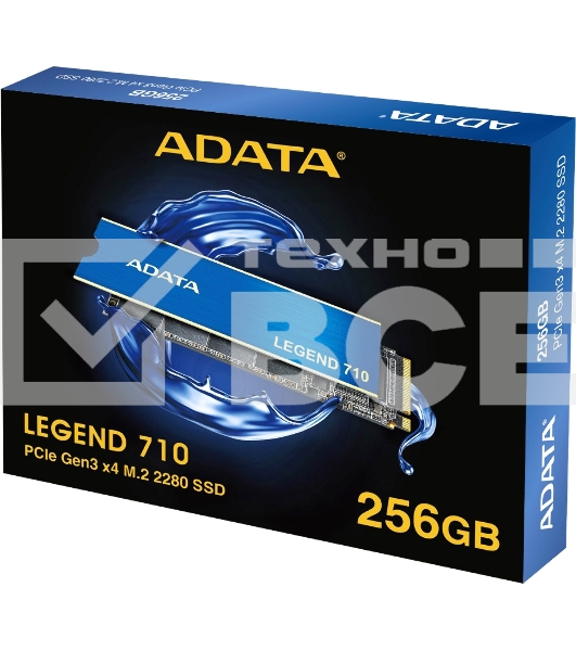 Накопитель SSD ADATA LEGEND 710, 256Gb, PCIe 3.0 x4, M.2 2280, NVMe, R/W 2100/1000, с радиатором