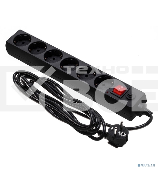 Сетевой фильтр Buro 600SH-16-3-B 3м (6 розеток) черный (коробка)