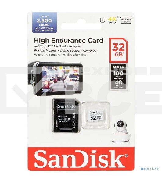 Флеш карта microSD 32GB SanDisk microSDHC Class 10 UHS-I U3 V30 High Endurance Video Monitoring Card