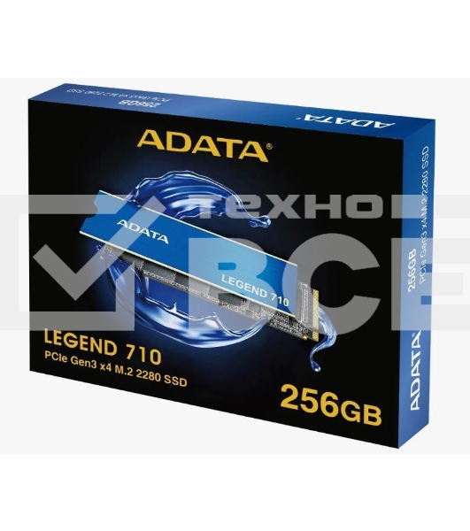 Накопитель SSD ADATA LEGEND 710, 256Gb, PCIe 3.0 x4, M.2 2280, NVMe, R/W 2100/1000, с радиатором