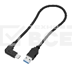 Кабель GCR интерфейсный USB 3.0 (USB 3.2 Gen 1) Type C 3.0m, АМ / CM угловой, 5 Гбит/с, черный,  GCR-54770, фото 1