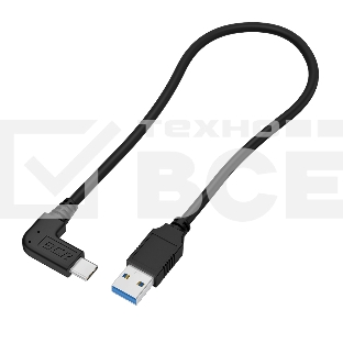 Кабель GCR интерфейсный USB 3.0 (USB 3.2 Gen 1) Type C 3.0m, АМ / CM угловой, 5 Гбит/с, черный,  GCR-54770