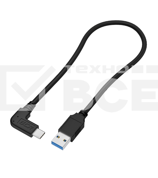 Кабель GCR интерфейсный USB 3.0 (USB 3.2 Gen 1) Type C 3.0m, АМ / CM угловой, 5 Гбит/с, черный,  GCR-54770