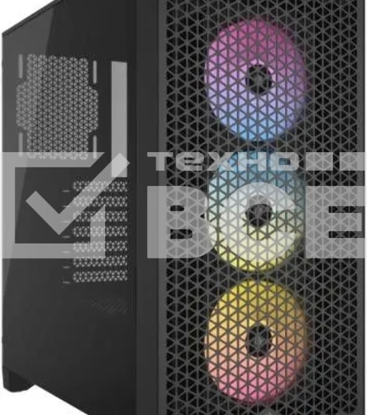 Корпус без блока питания Corsair 3000D RGB Airflow, Midi-Tower, TG, 3x120mm RGB, 2xUSB-A 3.2, E-ATX, ATX, mATX, mITX Black