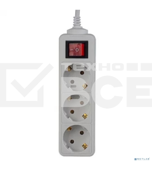 Сетевой удлинитель Perfeo с кнопкой 'POWERMATE', PF_A4679 (3,0 м, 3 розетки, белый(PF-PM-3/3,0-W))