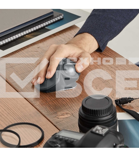 Трекбол беспроводной Logitech MX Ergo графитовый, 2048 dpi, радиоканал, Bluetooth, USB, кнопки - 8