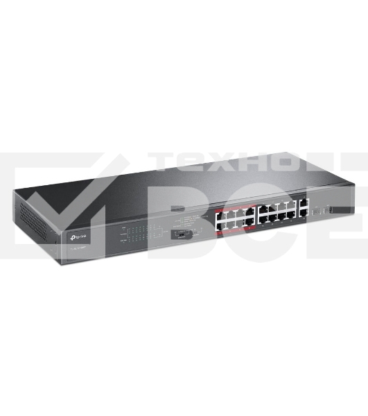 Коммутатор TP-LINK TL-SL1218MP Неуправляемый коммутатор PoE на 16 портов 10/100 Мбит/с и 2 гигабитных порта