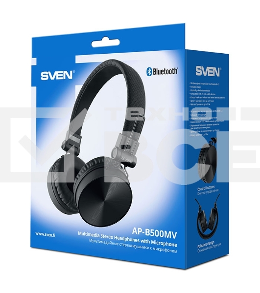 Наушники с микрофоном SVEN AP-B500MV черный Bluetooth
