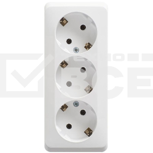 Тройная розетка Schneider Electric ЭТЮД O/У с заземлением без шторок 16А 250B, БЕЛЫЙ, Россия