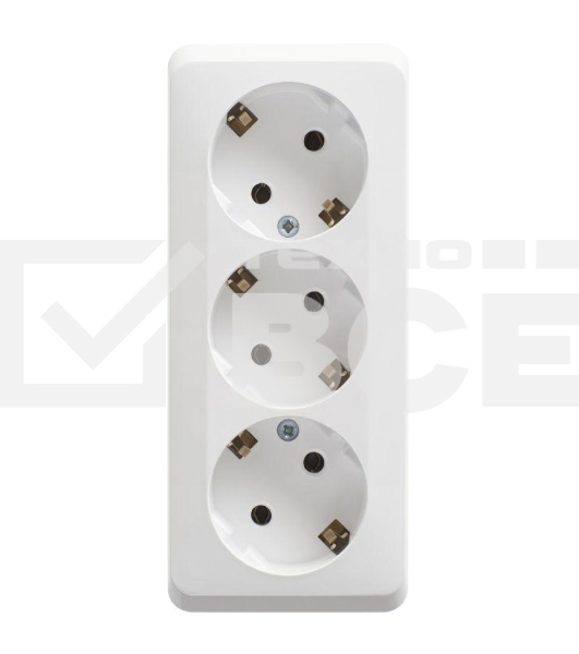 Тройная розетка Schneider Electric ЭТЮД O/У с заземлением без шторок 16А 250B, БЕЛЫЙ, Россия