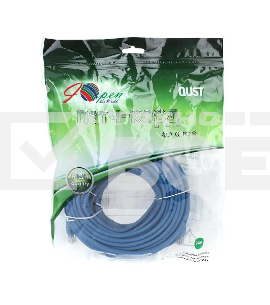 Патчкорд литой 'Aopen' UTP кат.5е 20м синий 