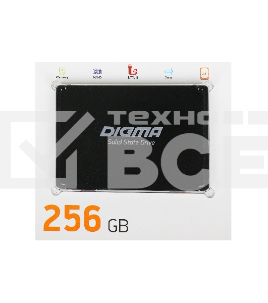 Накопитель SSD Digma Run P1, 256Gb, SATA III, 2.5