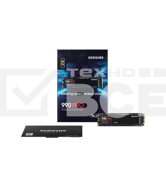 Накопитель SSD Samsung 990 PRO, 2TB, PCIe 4.0 x4, M.2 2280, NVMe, R/W 7450/6900